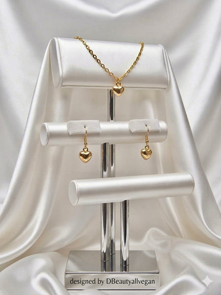 Gold Heart Pendant Set