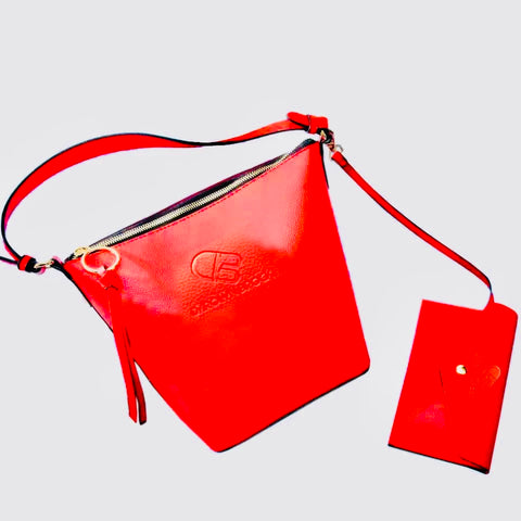 Ms Bobbie  2 pc Bucket Bag-Red